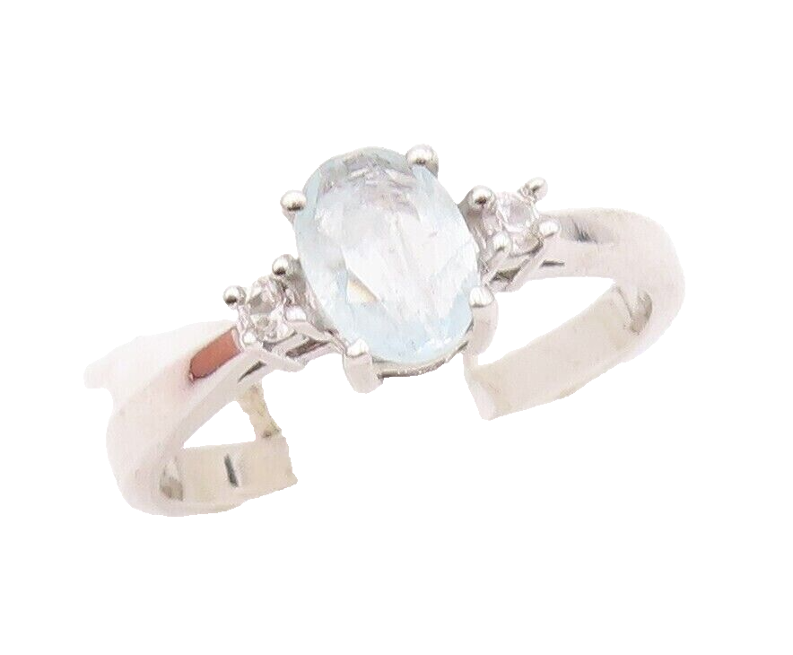 925 Sterling Silver Vintage Ring Minimalist Round & Oval Cut Topaz Sz 7  RG29940