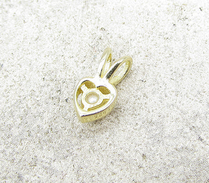Gold Over 925 Sterling Silver Pearl Love Heart Slider Pendant  PT1189