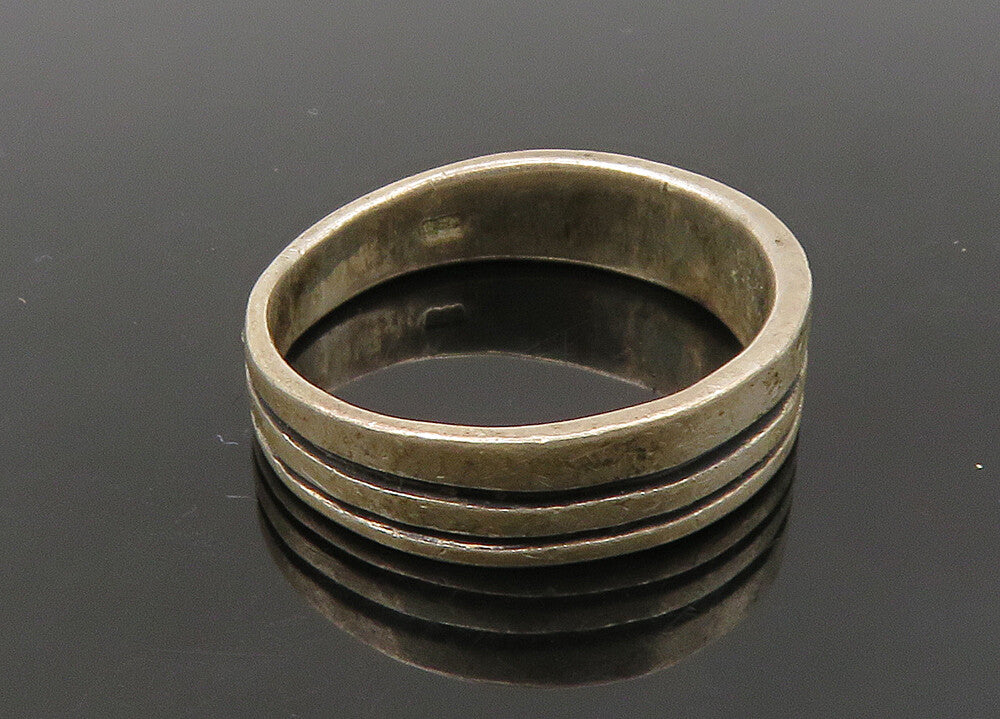 925 Sterling Silver  Vintage Ribbed Minimalist Round Band Ring Sz 6.5  RG21701