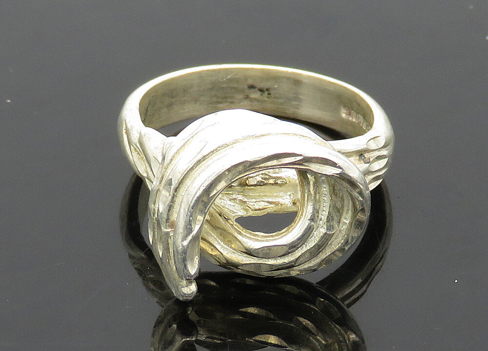 925 Sterling Silver  Vintage Shiny Diamond Cut Band Ring Sz 6.5  RG21037