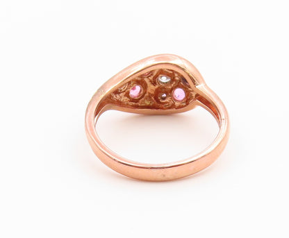 925 Sterling Silver Vintage Ring Gold Plated Classic CZ Pebble  Sz 7  RG36828