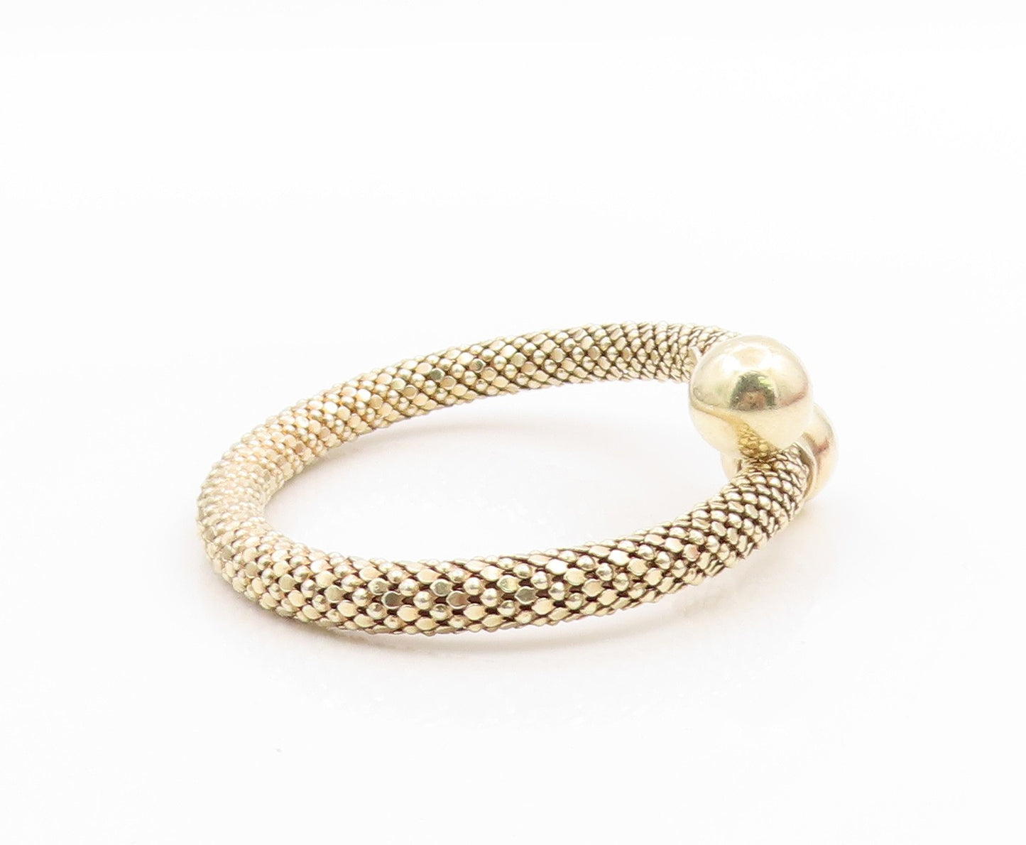 925 Sterling Silver Vintage Bracelet Chunky Bypass Bangle With Ball Ends BT11807