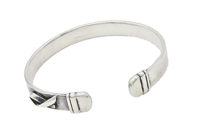 925 Sterling Silver  Vintage Shiny Ribbon Detail Smooth Cuff Bracelet  BT6039
