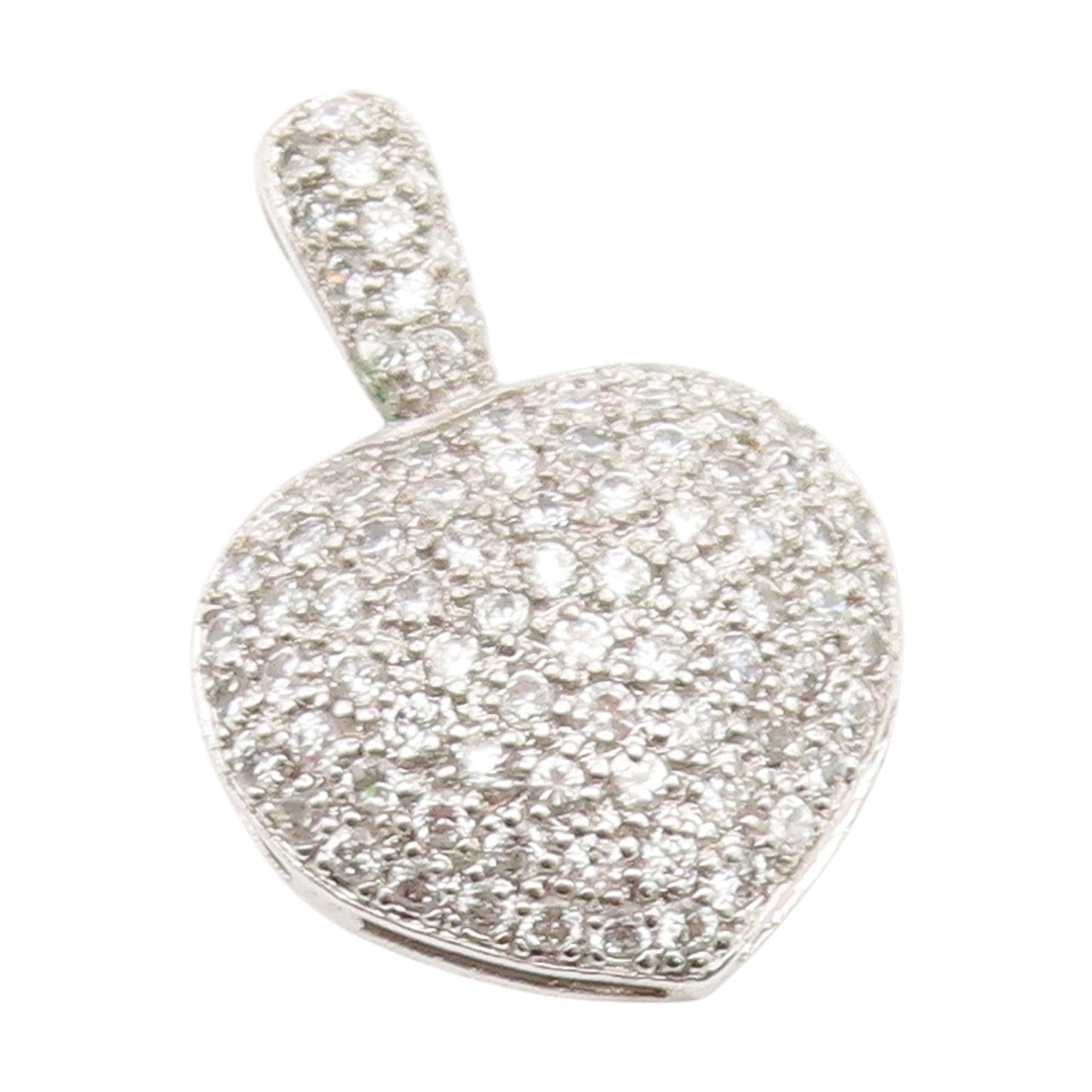 925 Sterling Silver Vintage Pendant Sparkling CZ Clustered Love Heart  PT25736