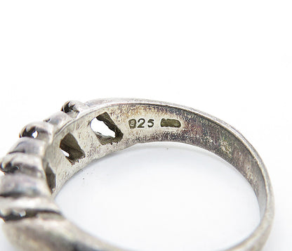 925 Sterling Silver  Vintage Dark Tone Rope Twist Dome Band Ring Sz 7.5 RG6447