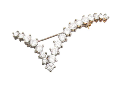925 Sterling Silver Vintage Brooch Round CZ Letter V Initial Monogram  BP12023