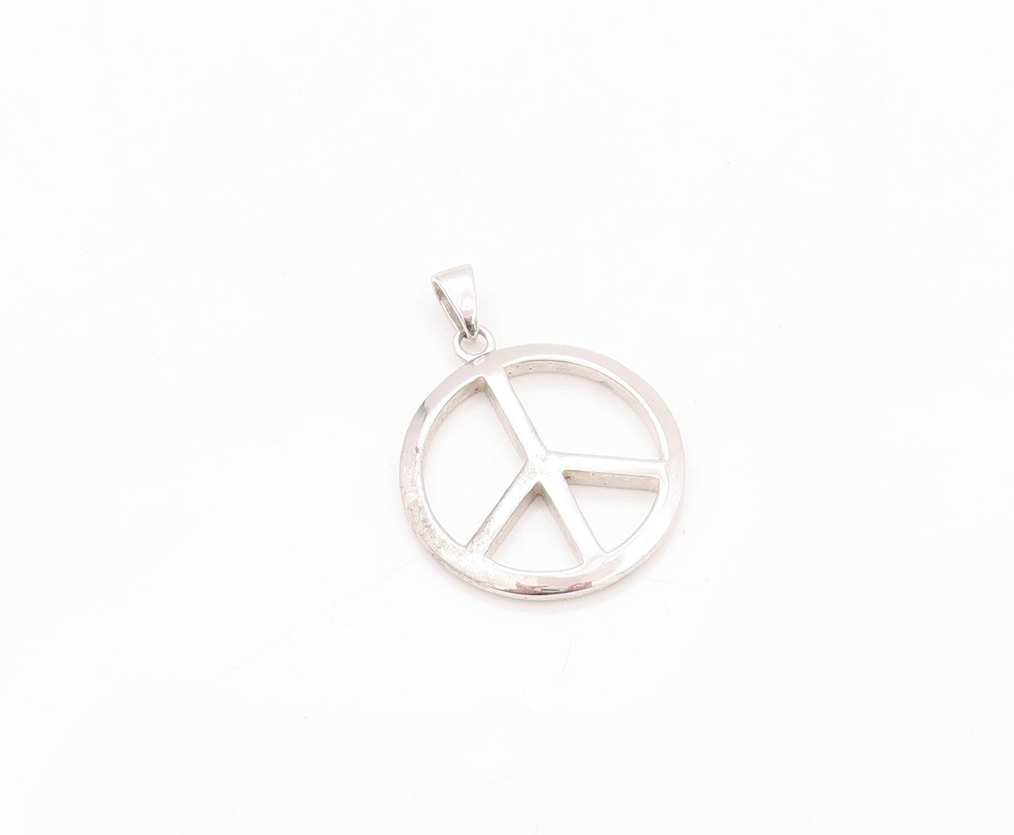925 Sterling Silver Vintage Pendant Minimalist Peace Cutout Charm  PT24020
