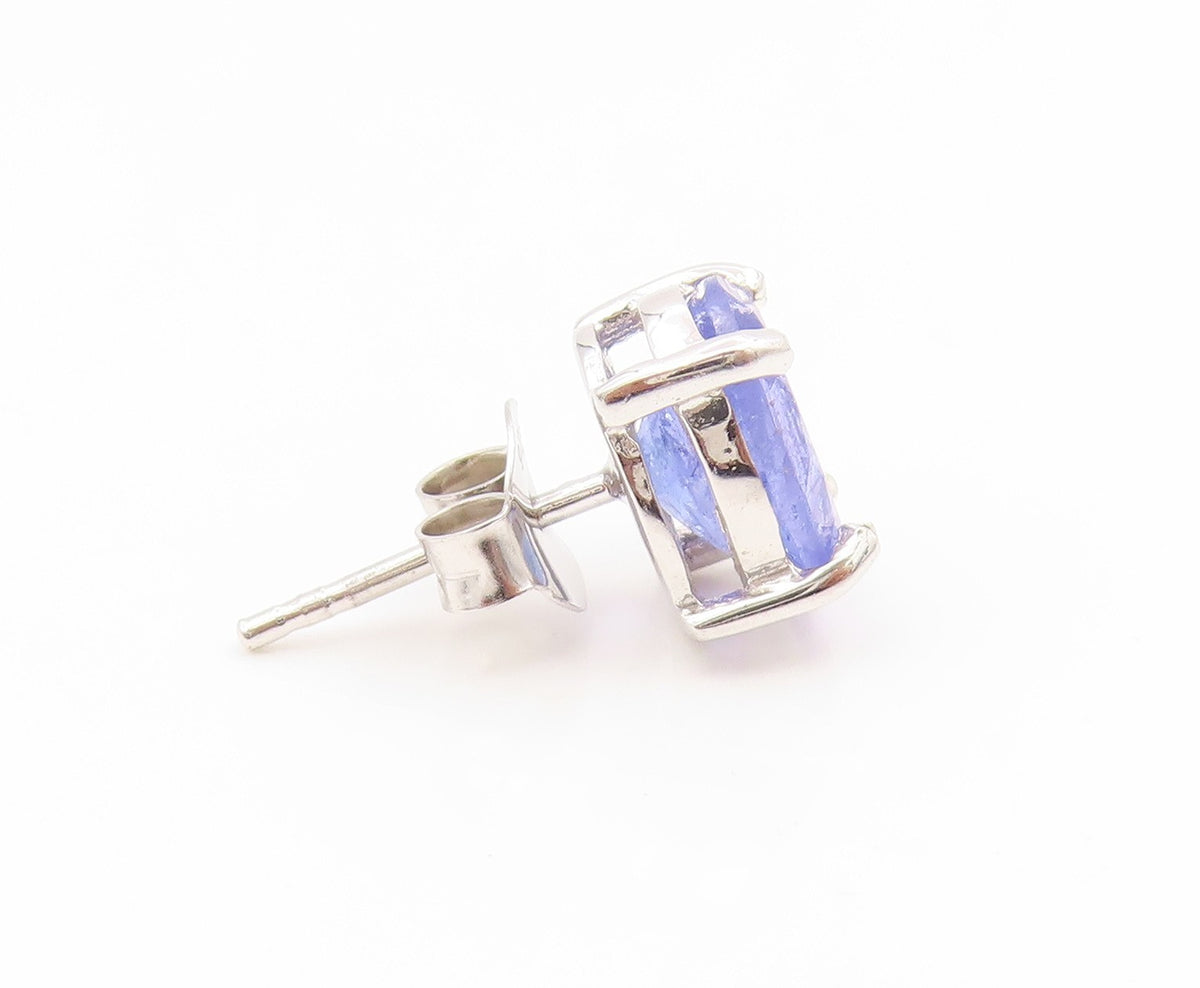 925 Sterling Silver Vintage Earrings Minimalist Oval Cut Tanzanite Stud  EG14145
