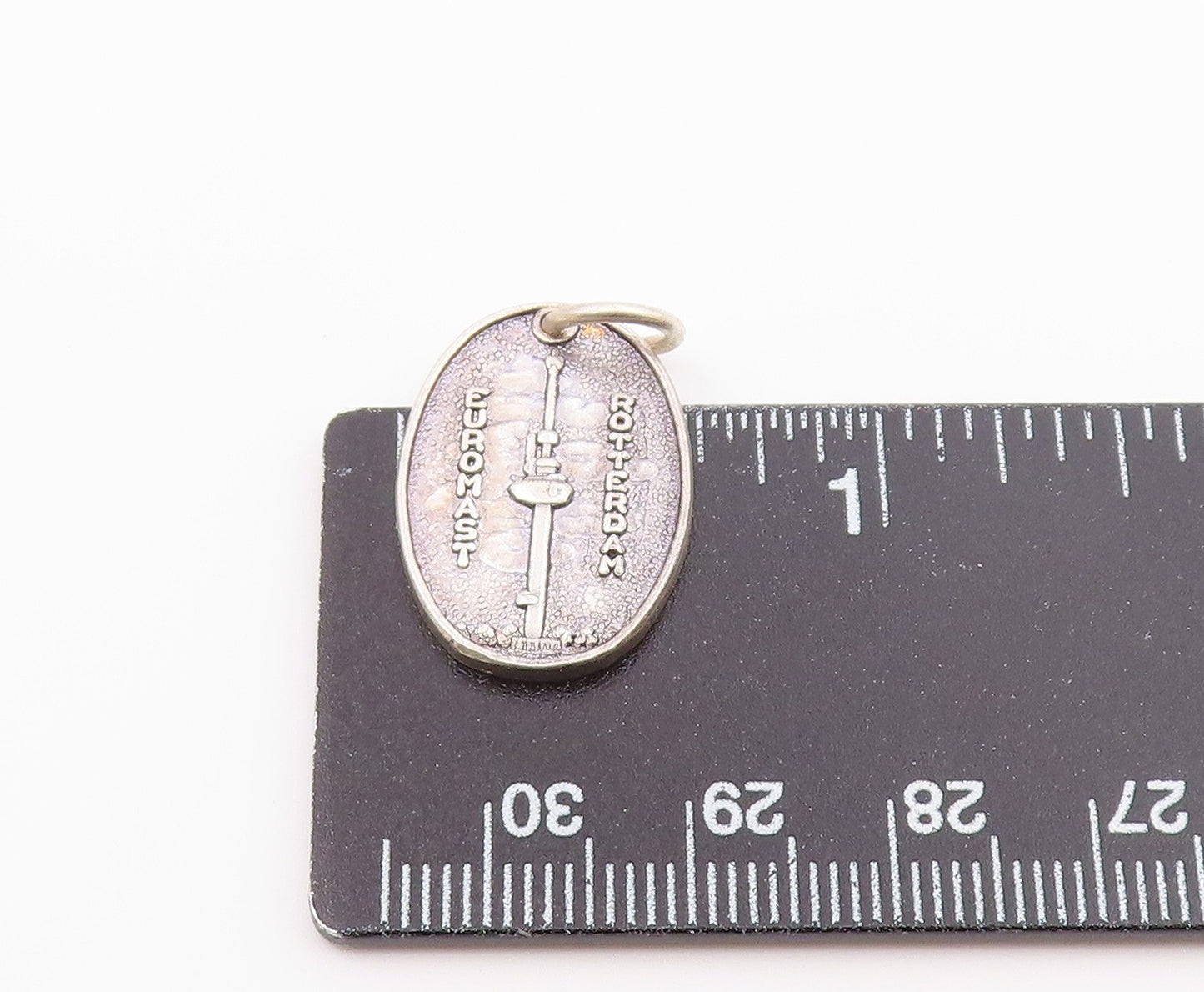 925 Sterling Silver  Vintage Euromast Rotterdam Oval Medal Pendant  PT20674