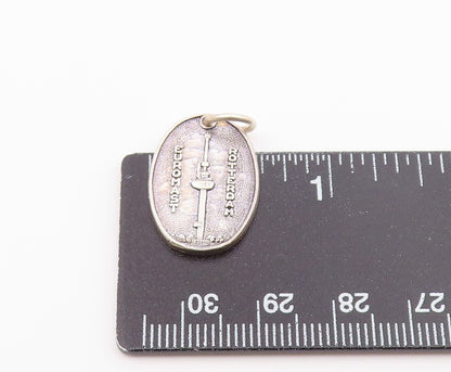 925 Sterling Silver  Vintage Euromast Rotterdam Oval Medal Pendant  PT20674