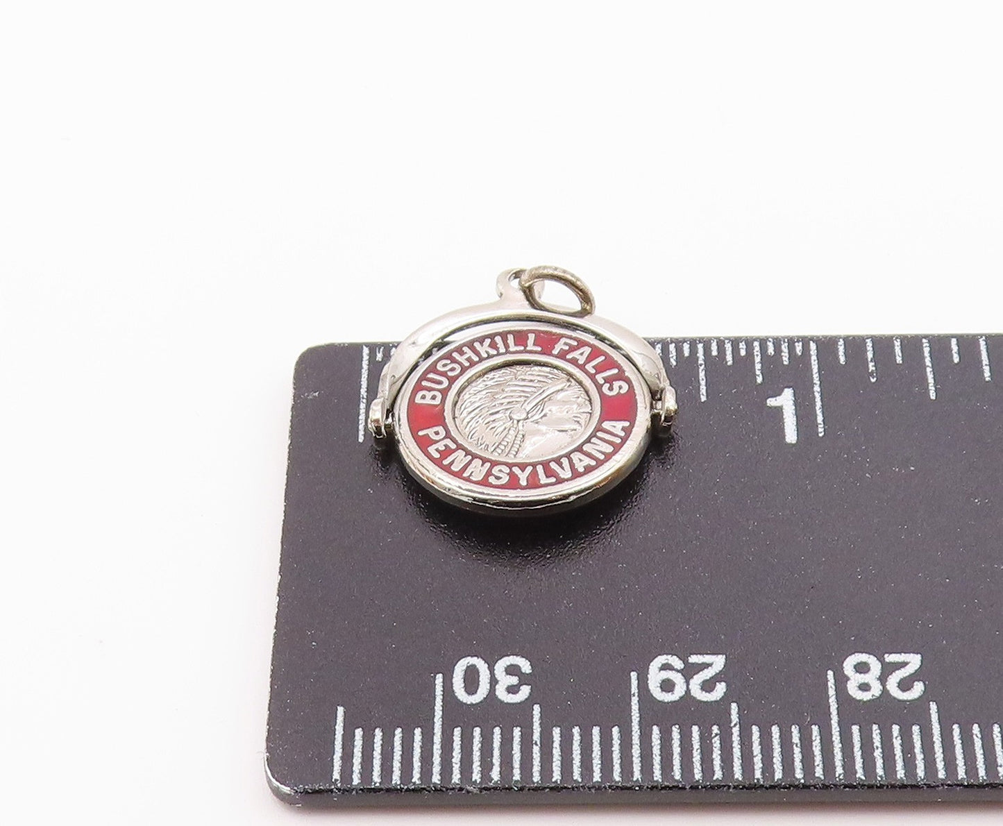 925 Silver Vintage Enamel Bushkill Falls Pennsylvania Pendant (SPINS) PT21337