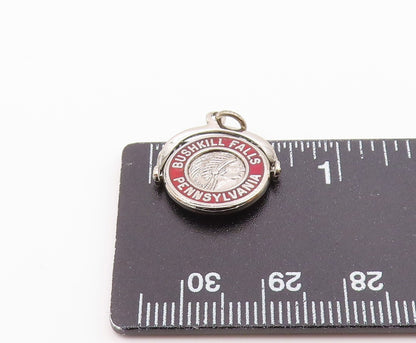 925 Silver Vintage Enamel Bushkill Falls Pennsylvania Pendant (SPINS) PT21337