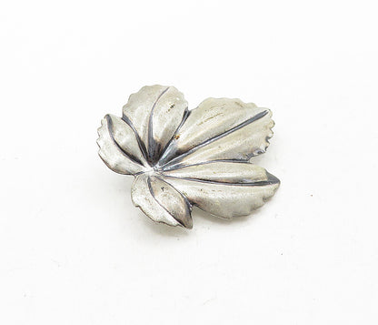 JEWEL ART 925 Sterling Silver  Vintage Single Floral Leaf Brooch Pin  BP1482