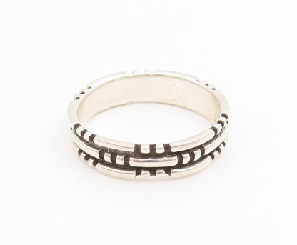 925 Sterling Silver Vintage Ring Dotted Brick Pattern Wide Band  Sz 8.5  RG33904
