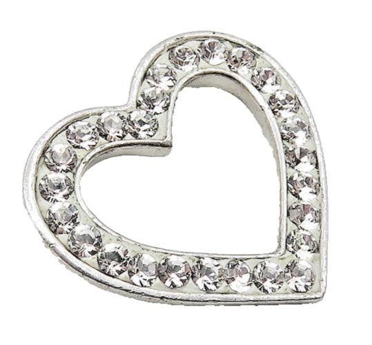 925 Sterling Silver  Shiny Cubic Zirconia Open Love Heart Pendant  PT8313
