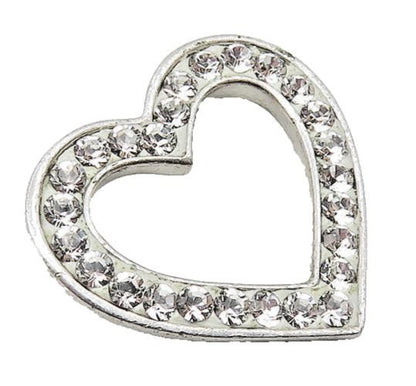 925 Sterling Silver  Shiny Cubic Zirconia Open Love Heart Pendant  PT8313