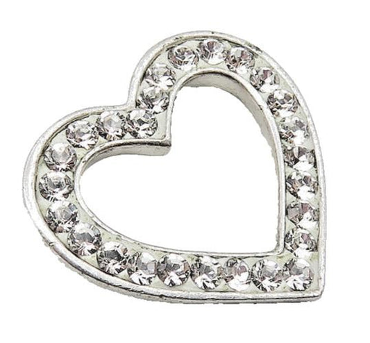 925 Sterling Silver  Shiny Cubic Zirconia Open Love Heart Pendant  PT8313
