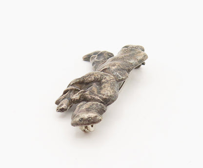 925 Sterling Silver  Vintage Antique Man Holding Flower Pot Brooch Pin BP10101