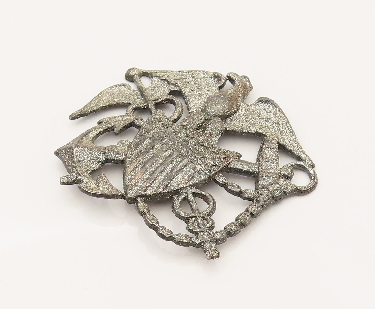925 Sterling Silver  Vintage US Navy Military Eagle Brooch Pin  BP10252