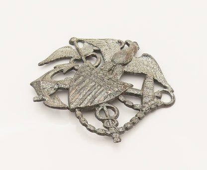 925 Sterling Silver  Vintage US Navy Military Eagle Brooch Pin  BP10252