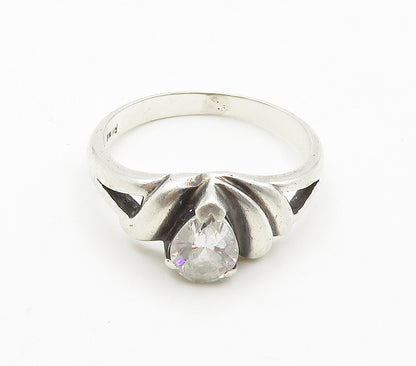 BOMA 925 Silver  Vintage Tear Drop Cubic Zirconia Band Ring Sz 7  RG16111