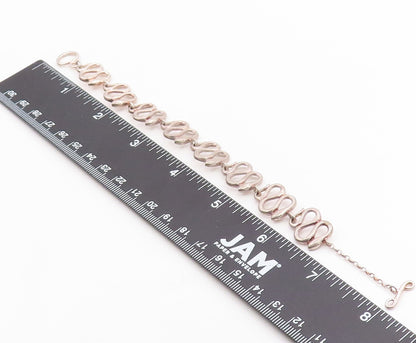 925 Sterling Silver Vintage Bracelet Minimalist Wavy Snake Link Chain  BT12060