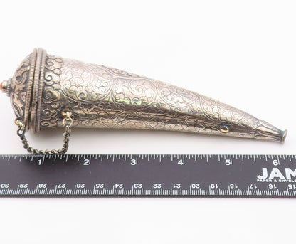 CHINESE EXPORT Solid Silver Vintage Antique Dragon Cone Container  TR2782