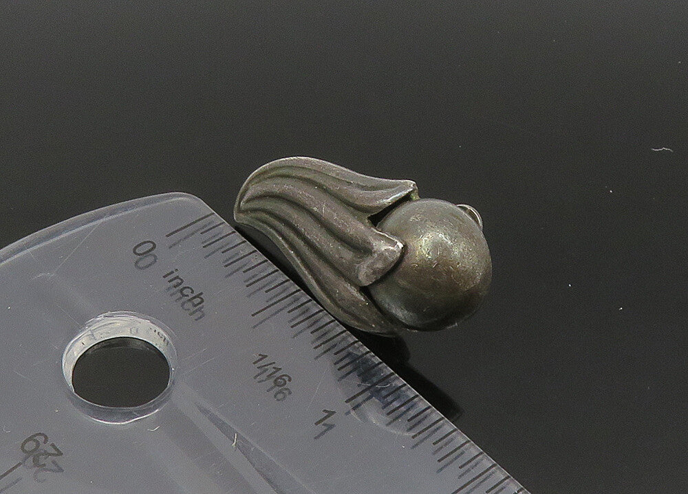 MEXICO 925 Silver  Vintage Oxidized Floral Non Pierce Dangle Earrings  EG10863