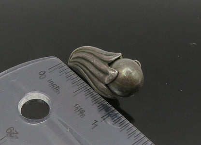 MEXICO 925 Silver  Vintage Oxidized Floral Non Pierce Dangle Earrings  EG10863
