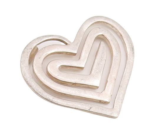 925 Sterling Silver Vintage Pendant Cutout Spiral Love Heart PT23434