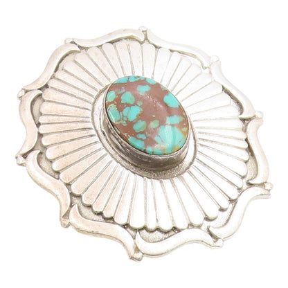 925 Sterling Silver Vintage Pendant CAROL FELLEY Turquoise Sunburst  PT26030