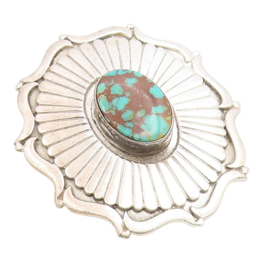 925 Sterling Silver Vintage Pendant CAROL FELLEY Turquoise Sunburst  PT26030
