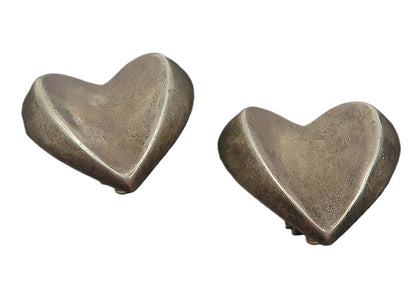 BAYANIHAN 925 Silver  Vintage Concave Love Heart Non Pierce Earrings  EG5958