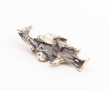 925 Sterling Silver Vintage Brooch Dark Tone Animal Kingdom  BP11746
