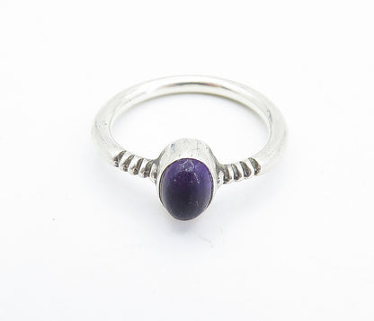 925 Sterling Silver  Vintage Cabochon Amethyst Solitaire Ring Sz 7.5  RG7373