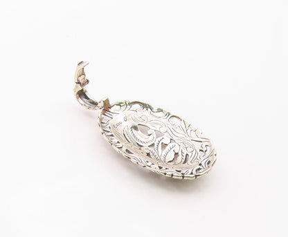CAROLYN POLLACK 925 Silver  Vintage Shiny Swirl Pattern Oval Pendant  PT18502