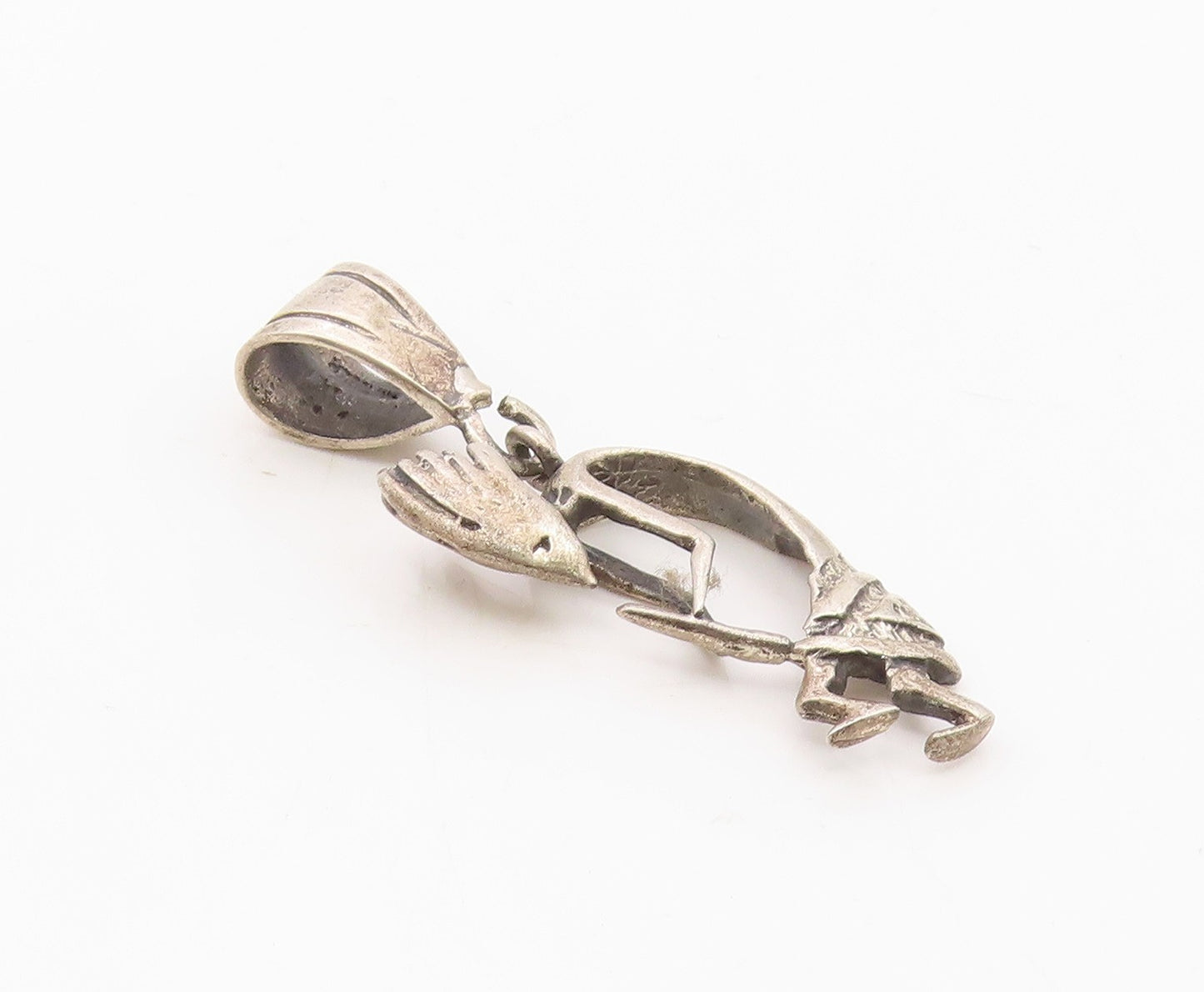 925 Sterling Silver  Vintage Sculpted Kokopelli Dancer Pendant  PT20690