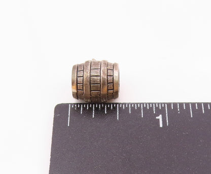 BENDEL 925 Sterling Silver  Vintage Petite Wooden Barrel Hollow Pendant  PT17832
