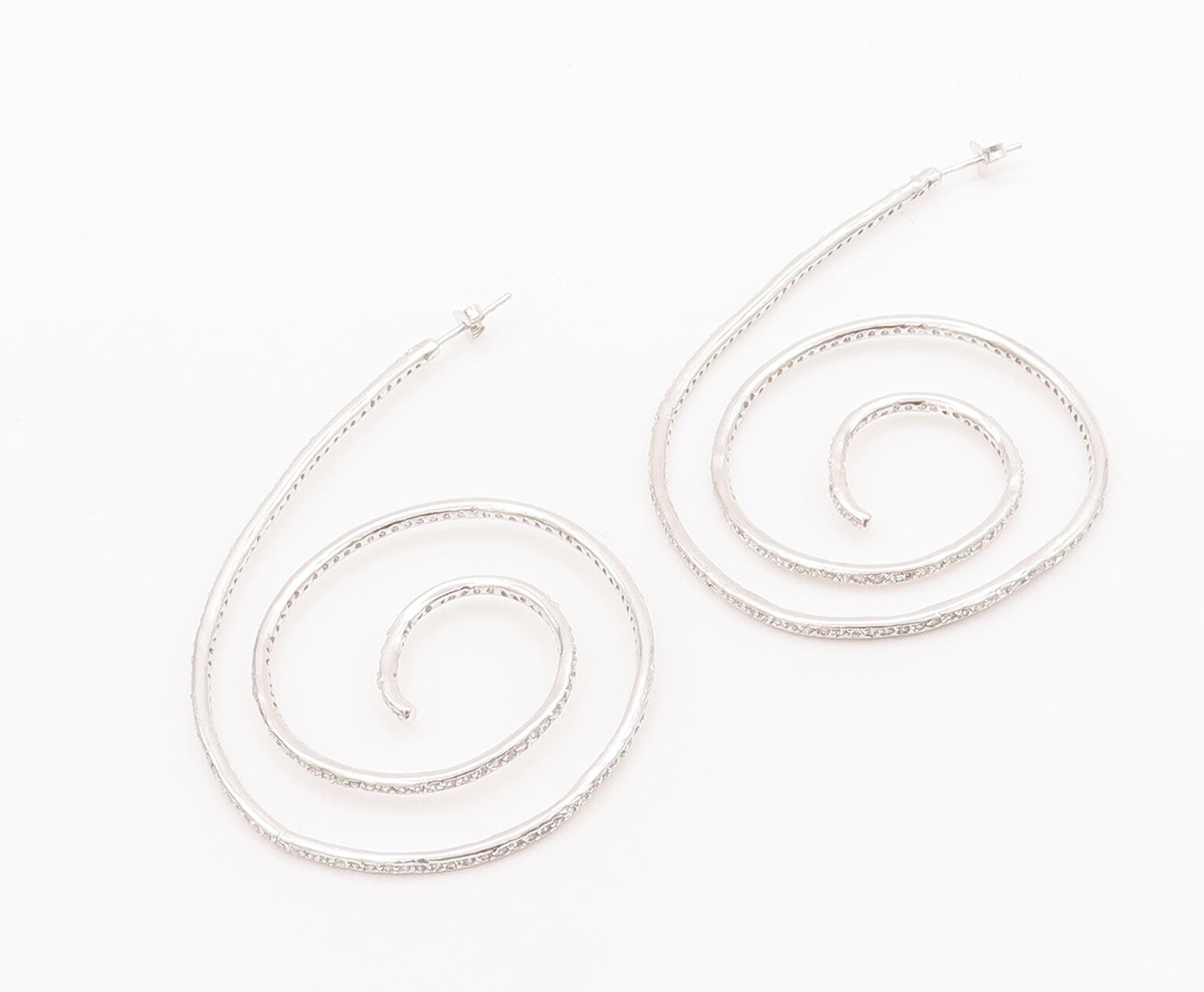 925 Sterling Silver Vintage Earrings Topaz Inlay Designer Spiraled Coil  EG12898