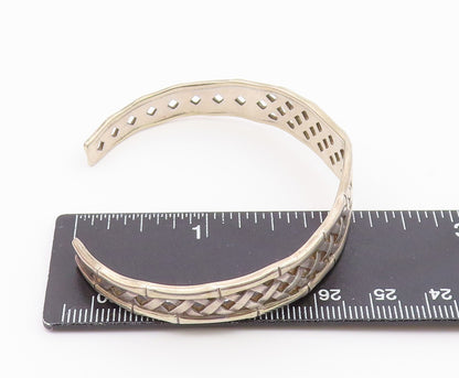 INTERNATIONAL 925 Sterling Silver Vintage Weaved Design Cuff Bracelet BT8323