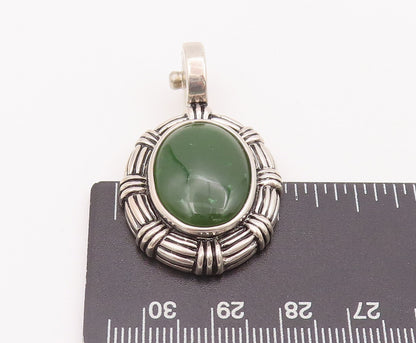 925 Sterling Silver Vintage Pendant ESPO SIG Cabochon Green Gemstone  PT22787