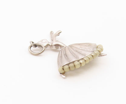 925 Sterling Silver  Vintage Carved Dancing Ballerina Pendant  PT21119