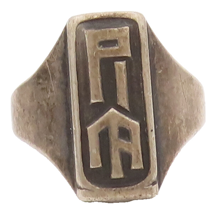925 Silver Vintage Ring Antique Solid Carved Calligraphed Letters Sz 5 RG27595