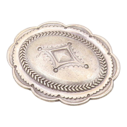 SOUTHWESTERN 925 Sterling Silver Vintage Etched Arrow Oval Floral Concho TR3320