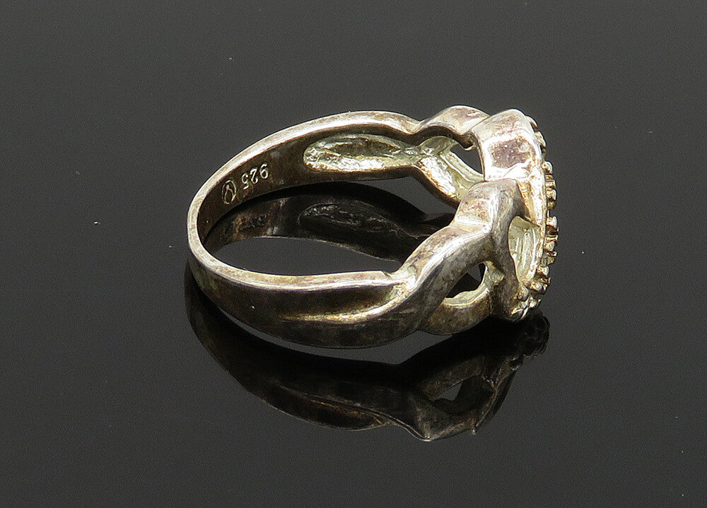 925 Sterling Silver Vintage Topaz Infinity Love Heart Band Ring Sz 9  RG20562