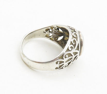 925 Sterling Silver  Vintage Inlaid Black Onyx Swirl Band Ring Sz 6  RG15742