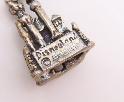 925 Sterling Silver Vintage Pendant Antique Dark Tone Walt Disney Castle PT23928