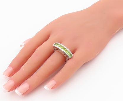 925 Sterling Silver Vintage Ring Square Cut Peridot Band  Sz 8  RG32523