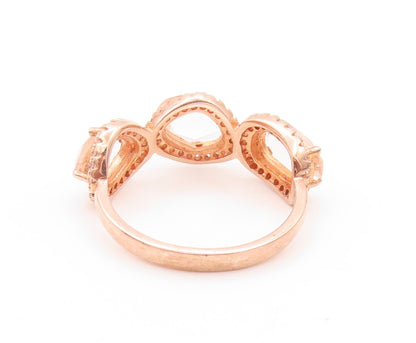 925 Sterling Silver Vintage Ring Rose Gold Plated Morganite CZ  Sz 7.5  RG32967