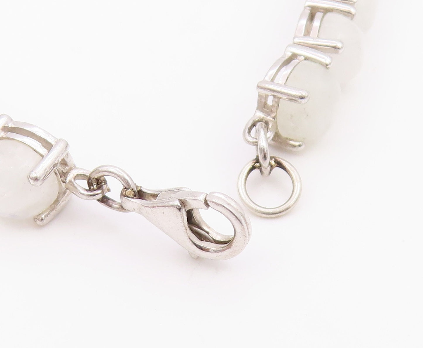 925 Sterling Silver  Vintage Cabochon Cut Quartz Chain Bracelet  BT8992